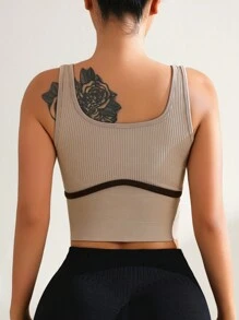 SHEIN Sport Studio Simple Solid Color Casual Athletic Tank Top, For Daily Wear