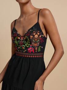 Travachic Women's Floral Print Vacation Casual Maxi Slip Dress - Black - View 5