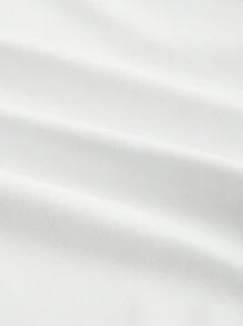 SHEIN MOD Women Plain Color Block Round Neck Letter Print Minimalist Graphic Long Sleeve Top - Navy Blue - View 4