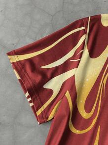 Manfinity LEGND Men's Casual Letter Print Round Neck Short Sleeve T-Shirt - Red - View 5