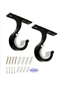 SHEIN 2pcs Adjustable Aluminum Alloy Single Rod Curtain Bracket, 20-28mm Curtain Hook Heavy Duty Fixed Rod Bracket With Screws For Curtain Or Wardrobe Rod Valentine's Day, Valentine's Day Wedding, Birthday, Bedroom Curtains