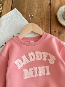 SHEIN 2pcs/Set Tween Girls Loose Casual Round Neck Letter Print Sweatshirt And Pants Set - Pink - View 6
