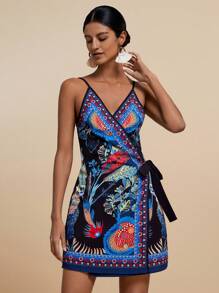 Travachic Women's Vacation Plant Print Side Waist Tie Up Casual Camisole Dress - Multicolor - View 6