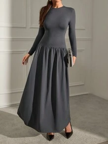 RueChic Premium Quality, Super Soft Touch Maxi Dress - Dark Grey - View 2