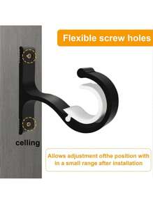 SHEIN 2pcs Adjustable Aluminum Alloy Single Rod Curtain Bracket, 20-28mm Curtain Hook Heavy Duty Fixed Rod Bracket With Screws For Curtain Or Wardrobe Rod Valentine's Day, Valentine's Day Wedding, Birthday, Bedroom Curtains