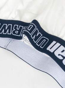 Manfinity Underwear&Sleepwear Basics 3 أزواج من بنطلونات الرجال اللون الأحادي قطع ملونة مطبوع عليها رسائل للإرتداء المنزلي الكاجوال