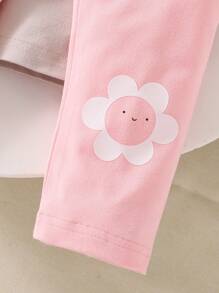 SHEIN paquete de 4 piezas de leggings de punto elástico con estampado lindo de animales y fresas, estilo coreano, para niñas bebés