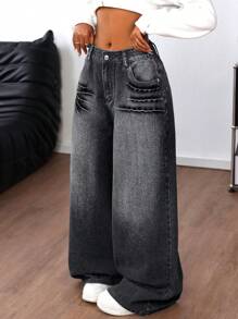 SHEIN ICON Women's Casual Denim Jeans, & Minimalist For Everyday Wear, Baggy Women Jeans