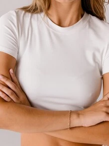 Aralina 经典白色修身日常必备拉绒短款上衣 - 白色 - 查看 4