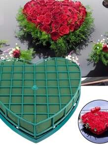 1pc Heart-Shaped Floral Foam Brick, Wedding Car Decor, DIY Flower Arrangement Foam Cage, Valentine's Day Bouquet Holder, Centerpiece Block Mud For Wedding Party, Anniversary, Bridal Shower, Engagement, Decorations, Floral Craft Supplies