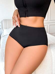 1 pieza Pantis de bikini con parches de encaje para mujer - Negro - Ver 4