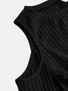 SHEIN Girlism Teen Girls' Minimalist Shoulder Cutout Slim Fit Ribbed Bodycon Dress, All Season
