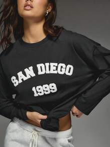 MISSGUIDED Oversize-Langarm-Shirt aus Wolle mit Grafik-Muster