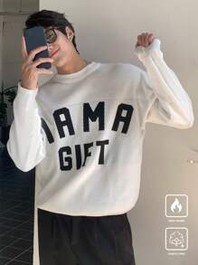 Manfinity CasualKnits Men's Round Neck Long Sleeve Letter Print Minimalist Casual Sweater - Multicolor - View 8