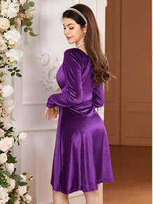 SHEIN Teen Girl Christmas Emerald Green Velvet Dress