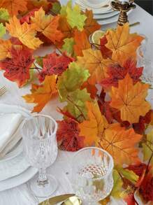 1Pc 2M Long Artificial Autumn Maple Leaf Garland Simulation Plant, Autumn Hanging Autumn Leaf Vine, 7 Styles Available, Suitable For Weddings, Dinner Decorations, Suitable For Gardens, Stairs, Corridors, Dining Tables, Curtain Decorations, Home Decorations, Autumn Decorations