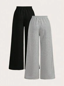 SHEIN EZwear Buy 1 Get 1 Women Loose Casual Wide Leg Sweatpants 2 Pieces Set Back To School Fall And Winter Clothing Women's Sportswear - Multicolor - View 2