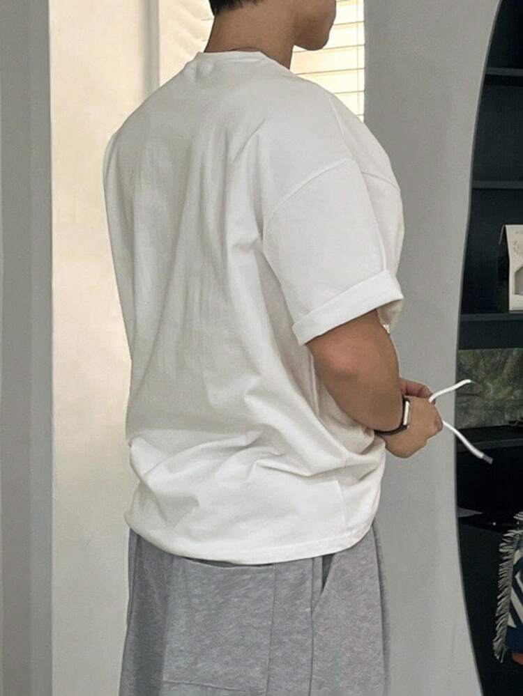 Men's Oversized Graphic Letter Print Street Casual T-Shirt,Fall Clothes