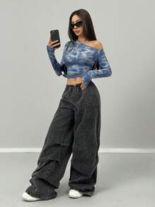 Coolane 女士日常必备针织弹力舒适不对称领口长袖上衣 - 彩色 - 查看 3