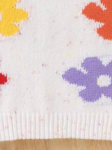 女婴时尚彩色花朵渐变雪纺针织毛衣，舒适时尚