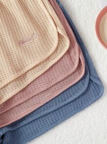 3pcs Women's Casual Homewear Set, Includes Waffle Pattern Top & Bottoms With Small Letter Embroidery - Multicolor - View 5