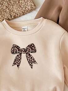 SHEIN 3 件套年轻女孩休闲简约心形图案加厚保暖内衬长袖运动衫，适合秋冬季