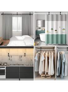 SHEIN 2pcs Adjustable Aluminum Alloy Single Rod Curtain Bracket, 20-28mm Curtain Hook Heavy Duty Fixed Rod Bracket With Screws For Curtain Or Wardrobe Rod Valentine's Day, Valentine's Day Wedding, Birthday, Bedroom Curtains