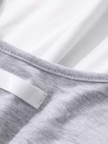 DAZY Women Casual Round Neck Loose 2 In 1 Long Sleeve T-Shirt