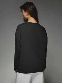 MISSGUIDED Oversize-Langarm-Shirt aus Wolle mit Grafik-Muster