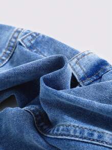 Cozy Pixies Baby Boys Stonewashed Casual Elastic Waistband Soft Work Baggy Wide Leg Denim Pants With Side Pockets,Leisure And Versatile Outdoor Wear Outfits