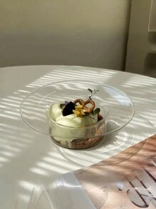 1PC Fresh And Simple Clear Glass Bowl With Straw Hat Inspired Design, Highly Attractive Breakfast Bowl, Dessert Bowl, Yogurt Cup, Fruit Salad Bowl, Can Be Used For Photography Or Serving - Multicolor - View 5