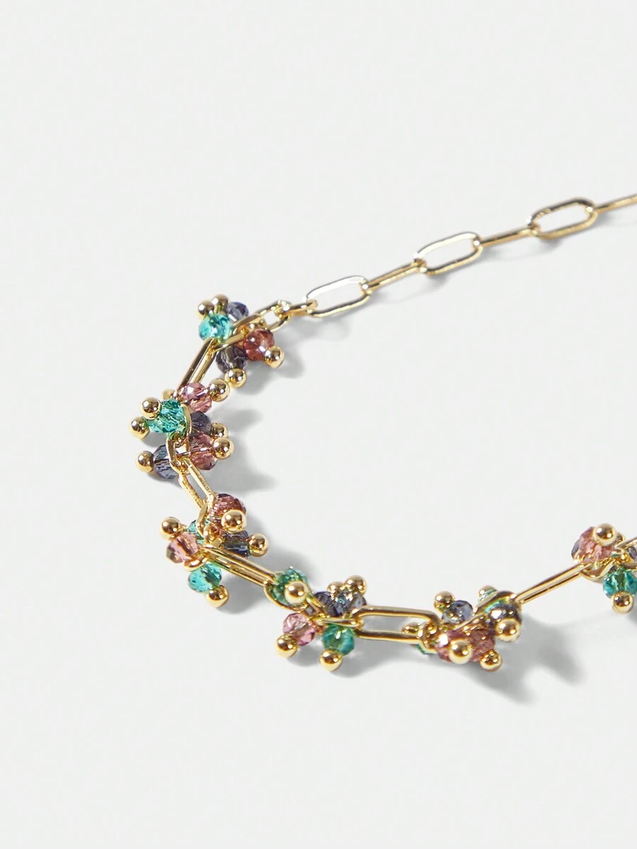 MOTF PREMIUM GOLD & GREEN FAUX CRYSTAL CHAIN BRACELET - Green - View 1