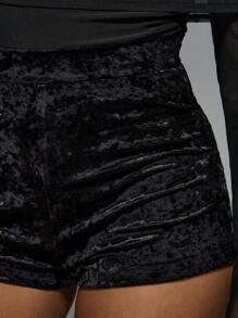 MISSGUIDED 天鹅绒超短裤 - 黑色 - 查看 5
