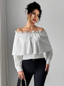 Chiquease Women's 25+ Elegant Lace Design Blouse, Versatile & Fashionable - White - View 5