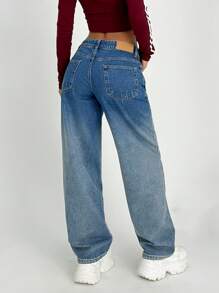 EURMUSE WOMEN STRAIGHT LOW WAIST JEANS - Medium Wash - View 2