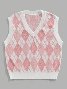 Manfinity VCAY 1 件装 男士 Y2K 服装趣味休闲时尚高街复古风格粉色针织上衣返校秋季服装万圣节服装