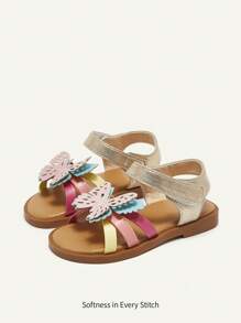 Cozy Pixies 1 par de sandalias planas casuales y adorables con lazo decorativo y contraste de colores para niñas bebé, para primavera/verano