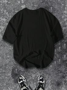 Manfinity LEGND Camiseta casual de cuello redondo con estampado de cruz para hombres