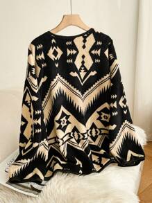 SHEIN Frenchy Chaqueta casual de manga larga con detalles de patrón y botones frontales talla grande - Multicolor - Ver 2