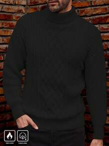 Manfinity CityGents Jersey de cuello alto de unicolor, de manga larga, sencillo y de punto, para uso casual diario de hombres