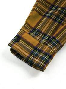 SHEIN LUNE 大码女式格子 V 领长袖休闲圣诞连衣裙