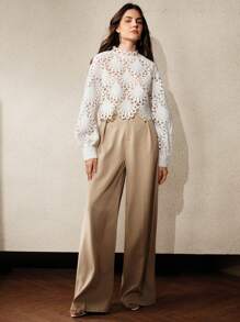 Anewsta Elegante pareo de encaje para fiesta en la playa, estilo nuevo malla para cubrir - Blanco - Ver 5