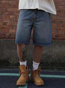 DAZY Summer Solid Blue Men's Denim Shorts Jorts