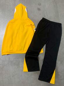 Manfinity EMRG 2pcs/Set Zip-Up Hoodie & Flared Pants - Multicolor - View 2