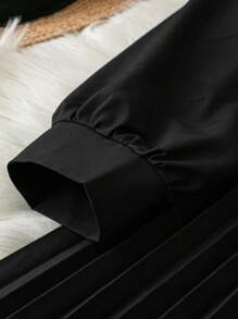 SHEIN Clasi Ladies' Long Sleeve Button Hem Pleated Commuter Dress Fall Cloth For Women