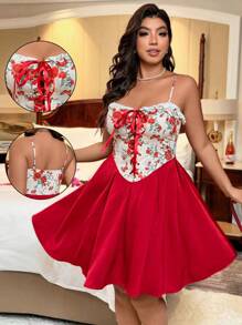 SHEIN Clasi Đầm thời trang công sở thanh lịch cỡ lớn cho nữ, trang nhã, họa tiết hoa hồng, ren, thắt lưng, chắp vá, eo bằng vải satin, thích hợp cho mùa hè, mùa tựu trường, tốt nghiệp, ngày lễ, ngày lễ tình nhân, lễ hội âm nhạc, ngày của mẹ, halloween, lễ tạ ơn, lễ phục sinh, ngày quốc khánh, khiêu vũ, hẹn hò, tiệc tùng, hoạt động ngoài trời - Nhiều màu - Xem 1