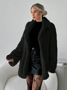 Firerie Women Fluffy Coats - Black - View 6