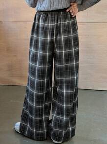 DAZY Tween Girl' Solid Color Patchwork Casual Pants, Daily Wear - Black and White - View 2