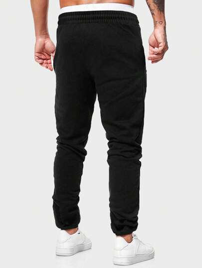 Street Life Men Letter Drawstring Jogger Sweatpants, School