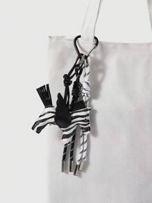 ROMWE Kawaii 1pc Street Style Black & White Zebra Pattern Faux Leather Bag Charm - Multicolor - View 2